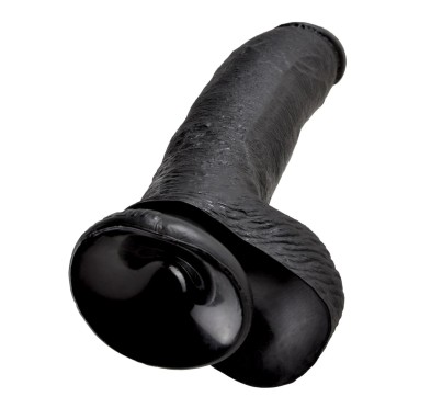 King Cock - Realistyczne Dildo Z Żołędziem Jądrami I Żyłkami 23 CM Czarny